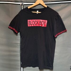 Black Block Boy T-Shirt with Red Accents